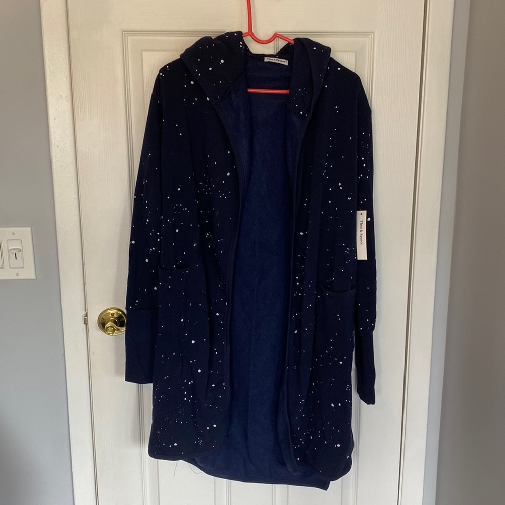Navy Blue Hooded Duster